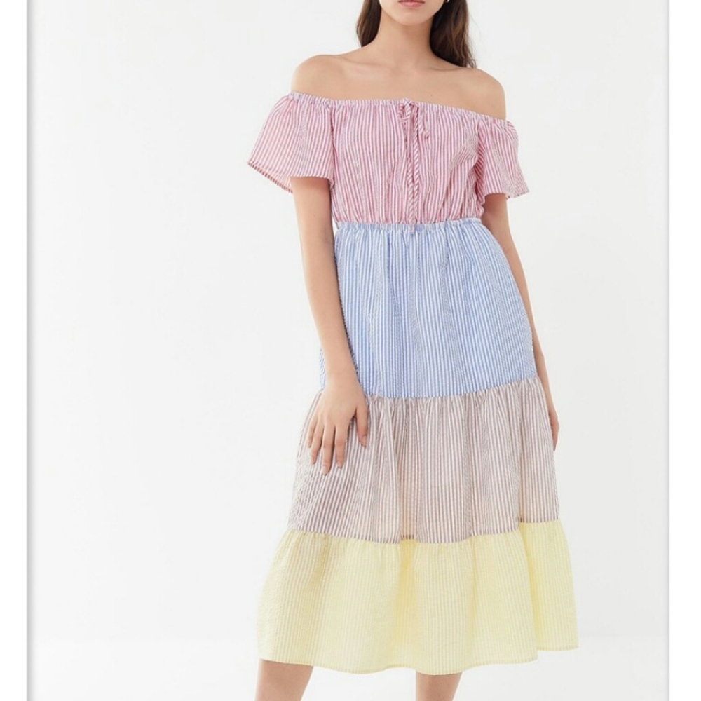 UO Colourblock Midi Dress Sz XS - Picture 1 of 4